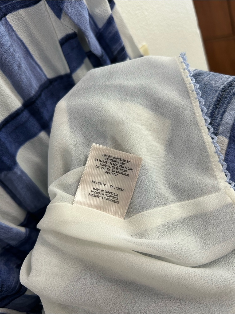 Anthropologie Maeve Devery Plaid Tie Back Mini Dress Blue White (size- XS) - Picture 7 of 9